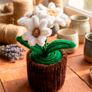 Margaritas Decorativas en Maceta de Chenille